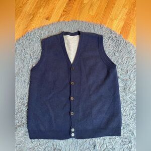 Men's Navy 100% Cashmere Button Front Vest Size L